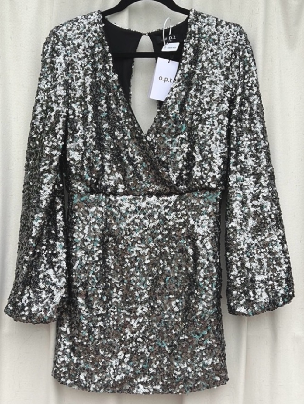 O.p.t by Few Moda sequin Rumi long sleeve evening cocktail mini dress size S NWT